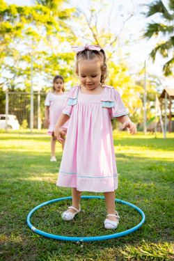 Vestido Infantil Menina Laço Bicolor Rosa e Azul