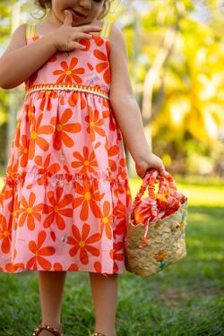 Vestido Infantil Menina Estampa Bem-Me-Quer