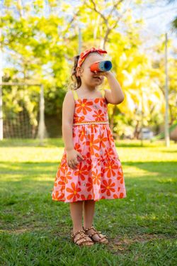 Vestido Infantil Menina Estampa Bem-Me-Quer