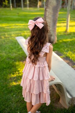 Vestido Infantil Babados Laço Rosê