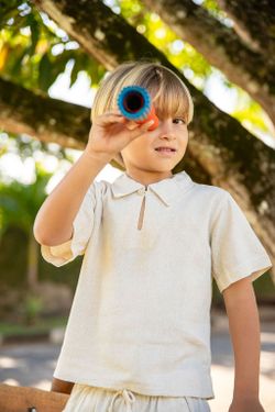 Camisa Infantil Menino Linho Areia