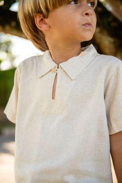Camisa Infantil Menino Linho Areia