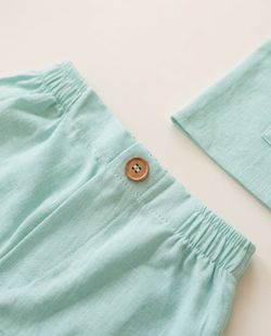 Conjunto Infantil Bebê Menino Linho Verde Água