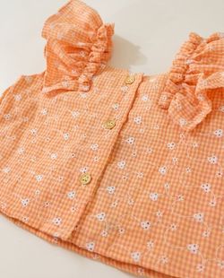 Conjunto Infantil Bebê Menina Laise Vichy Laranja 