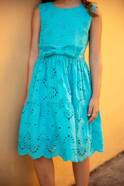 Vestido Infantil Festa Laise Turquesa