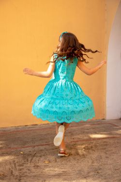 Vestido Infantil Festa Laise Turquesa