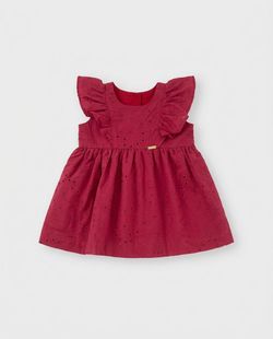 Vestido Infantil Bebê Festa Laise Vermelho 