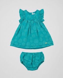 Vestido Infantil  Bebê Poá Turquesa 