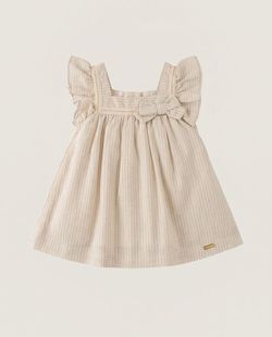 Vestido Infantil Bebê Linho Listrado