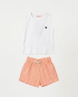Conjunto Infantil Menino Listra Laranja 