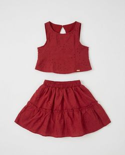 Conjunto Infantil Menina Saia e Blusa Laise Vermelho 