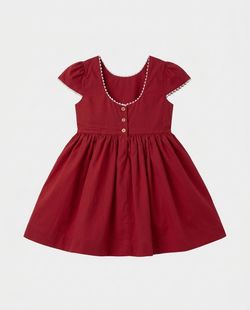  Vestido Festa Infantil Vermelho com Sianinhas Brancas