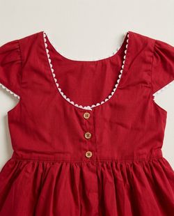  Vestido Festa Infantil Vermelho com Sianinhas Brancas