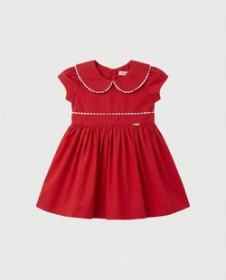 Vestido de Bebê Festa Vermelho com Sianinhas Brancas