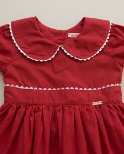 Vestido de Bebê Festa Vermelho com Sianinhas Brancas