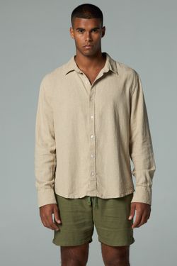 camisa linho manga longa natural