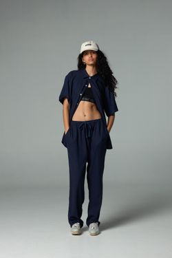 calça linho marinho