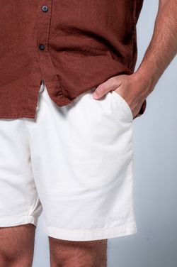 camisa linho manga curta marrom