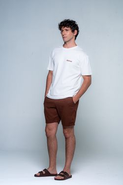 short linho marrom