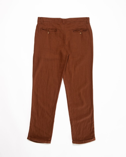 calça alfaiataria linho marrom