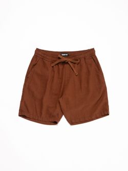 short linho marrom