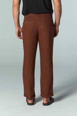 calça alfaiataria linho marrom