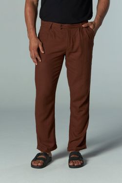 calça alfaiataria linho marrom