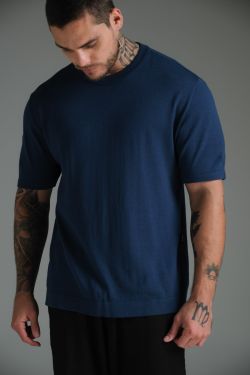 camiseta tricot marinho