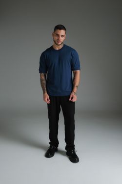 camiseta tricot marinho