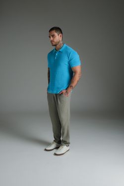 polo tricot azul bebê