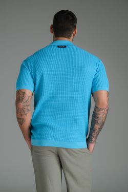 polo tricot azul bebê
