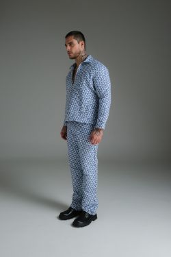 calça jacquard painel athos bulcão azul