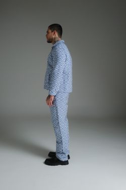 calça jacquard painel athos bulcão azul