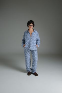 calça jacquard painel athos bulcão azul