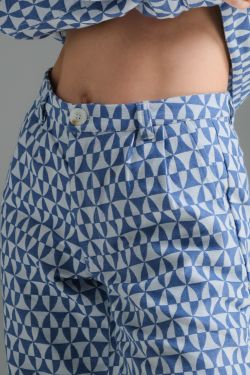 calça jacquard painel athos bulcão azul