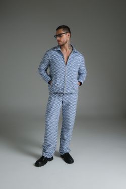 calça jacquard painel athos bulcão azul