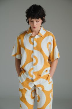 camisa linho mc 3rd floor darlan rosa amarelo