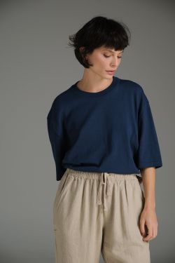 camiseta tricot marinho