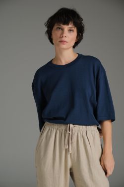 camiseta tricot marinho
