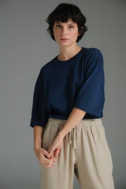 camiseta tricot marinho