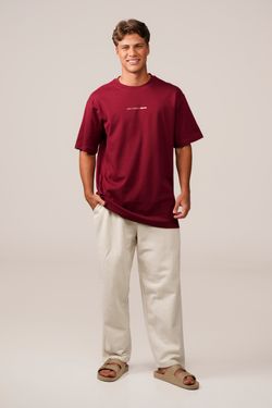 camiseta regular pare respire bordô