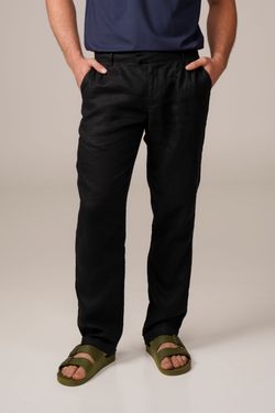 calça alfaiataria puro linho preto