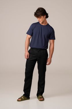 calça alfaiataria puro linho preto