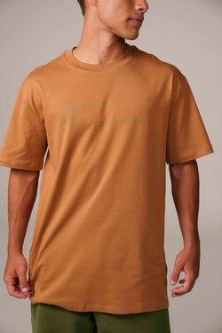 camiseta regular d! tarja marrom