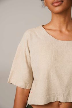 cropped linho natural