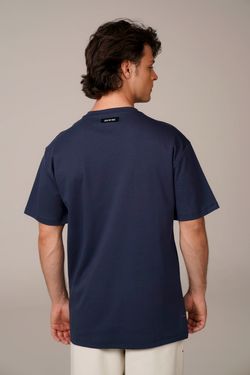 camiseta regular pare respire marinho