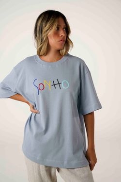 camiseta over box sonho azul