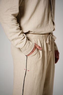 calça linho debrum natural