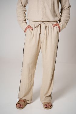 calça linho debrum natural
