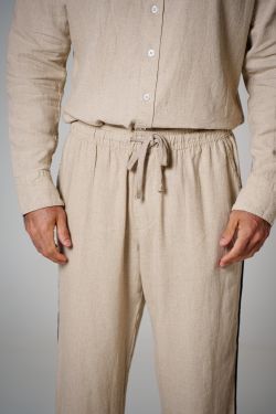 calça linho debrum natural